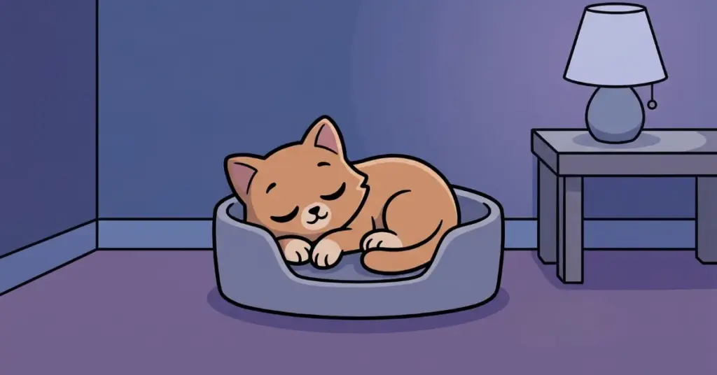 conto infantil gatinho descansando noite criança sono tranquilo gato dormindo caminha quarto silencioso educação infantil relaxamento descanso história para dormir