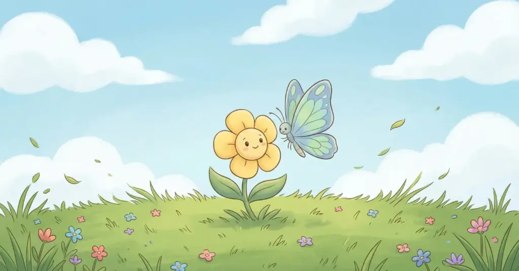 Histórias infantis para dormir sobre amizade borboleta visitando flor no jardim mostrando amizade leve presença e carinho entre amigas