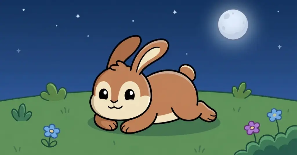 historia infantil coelho silencio campo criança relaxando noite tranquila coelhinho deitado grama lua céu valores educação infantil sono calma história para dormir