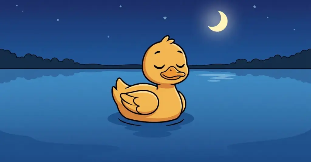 historia patinho silencio lago patinho dormindo noite calma lago tranquilo céu estrelado animal relaxando história infantil para dormir silêncio e descanso criança