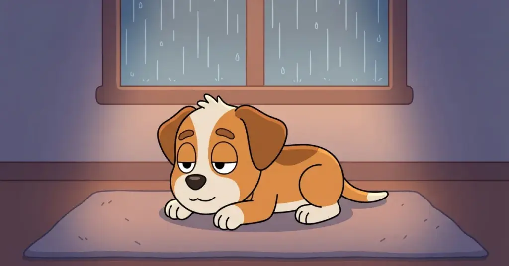 histórias infantis curtas para ler cachorrinho ouvindo som da chuva no quarto janela com chuva relaxamento infantil ambiente calmo para dormir criança tranquila