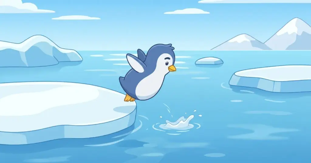 histórias infantis para dormir 4 anos pinguim pulando no mar primeiro mergulho coragem infantil gelo oceano calma aprendizado e superação infantil