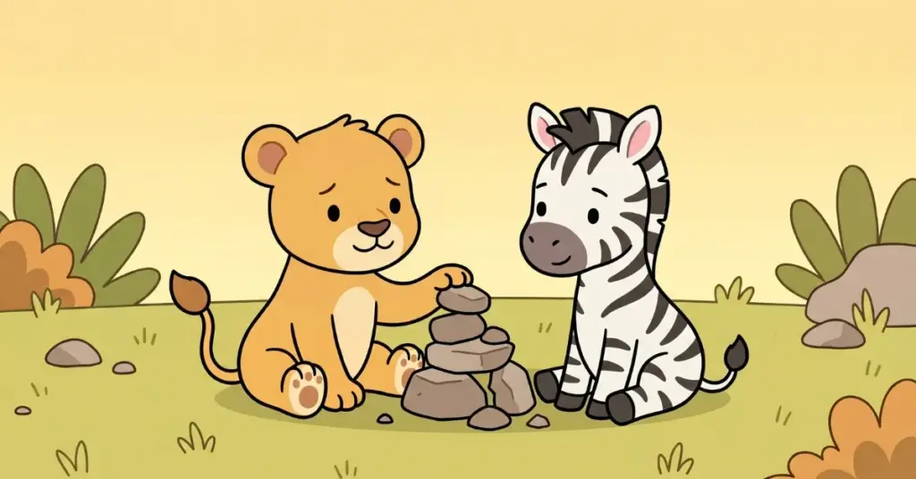 Ilustração da história infantil 'A Corujinha que Escutava de Verdade': Olívia, a corujinha bege com olhos atentos encostando a asa na ratinha Bela de pelagem cinza clara em um galho de árvore sob a lua amarela brilhante e estrelas, floresta azul escura ao fundo, transmitindo empatia e o poder de ouvir para fortalecer a amizade.